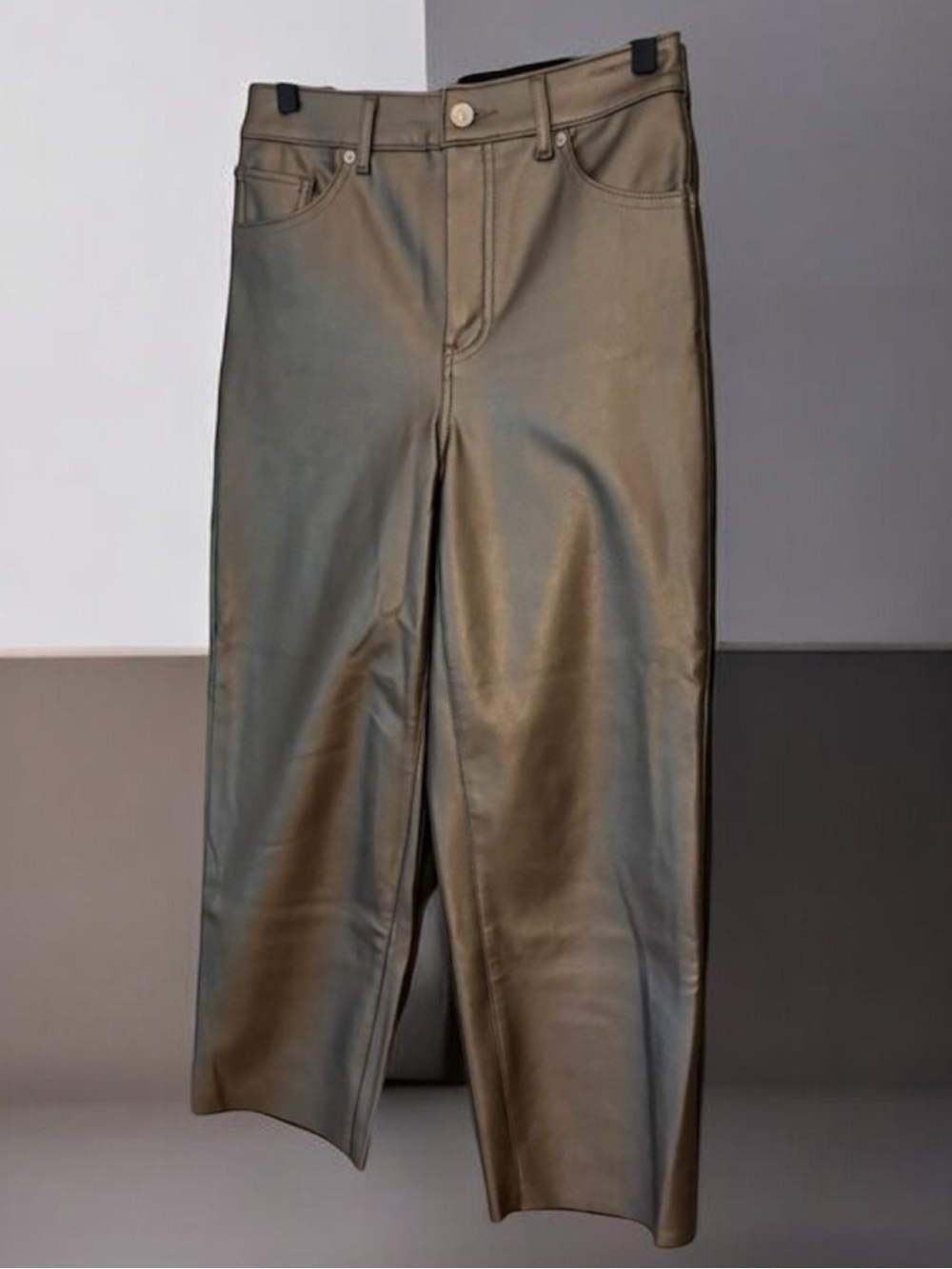 Womens Express Modern Straight 2 Brown Faux High Waisted Leather Pants